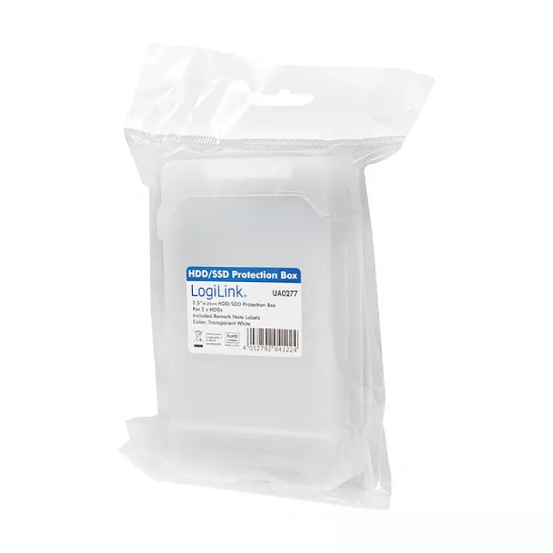 LogiLink 2.5 inch HDD-Schutzbox für 2 HDD/SSD, Weiß