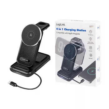 Logilink 4-in-1 Kabelloses Tischladegerät, 15W Qi Ladestation (PA0292)