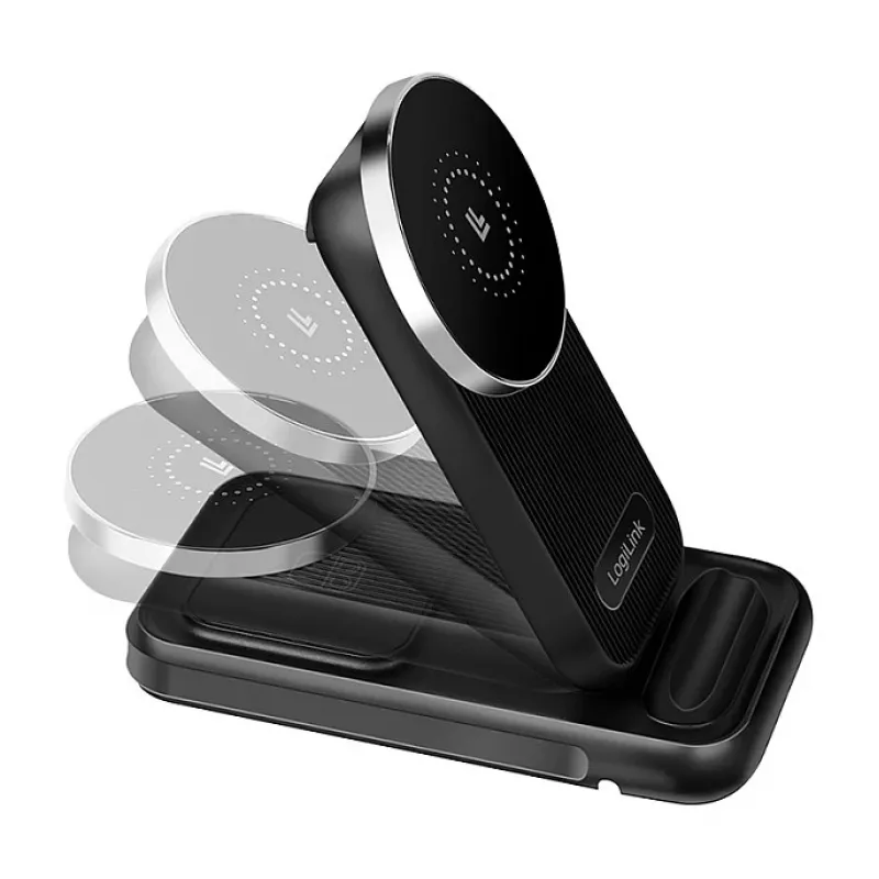 Logilink 4-in-1 Kabelloses Tischladegerät, 15W Qi Ladestation (PA0292)