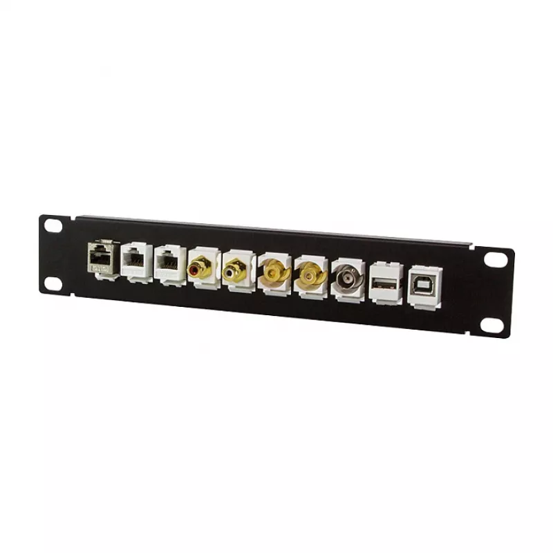 LogiLink ACT108 10-Port Keystone Patch Panel, 10-Inch Rack, 1U, Schwarz