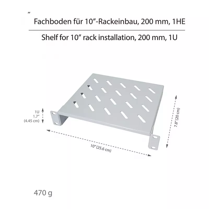 Logilink ACT111 Auslegerschrankboden 200 mm 1U Grau Rack-Ebene