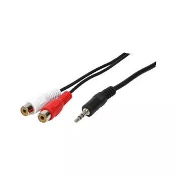 LogiLink Audiokabel, 3,5-mm-Klinkenstecker auf 2x RCA-Buchse, Schwarz, 0,2 m