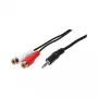 LogiLink Audiokabel, 3,5-mm-Klinkenstecker auf 2x RCA-Buchse, Schwarz, 0,2 m