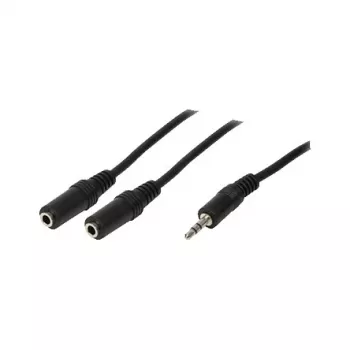 LogiLink Audio-Splitter-Kabel, 3,5 mm Stereo-Stecker auf 2x 3,5 mm Stereo-Buchse, Schwarz, 0,2 m