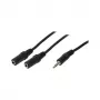 LogiLink Audio-Splitter-Kabel, 3,5 mm Stereo-Stecker auf 2x 3,5 mm Stereo-Buchse, Schwarz, 0,2 m