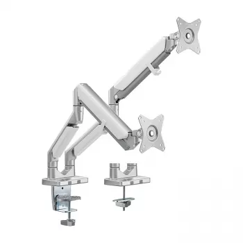 LOGILINK BP0088 TIS 17-32 Dual Monitor Mount – 2x 9kg Gas Spring, Silber, VESA 75/100, Klemme/Grommet