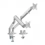 LOGILINK BP0088 TIS 17-32 Dual Monitor Mount – 2x 9kg Gas Spring, Silber, VESA 75/100, Klemme/Grommet