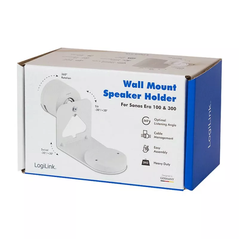 LogiLink BP0207W Lautsprecher-Wandhalterung für Sonos Era 100 & Era 300, Weiß, max. 5 kg
