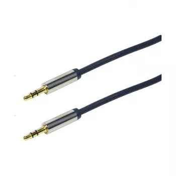 LogiLink CA10030 Premium 3.5mm TRS Klinkenkabel, Metallstecker, Blau, 0.3m