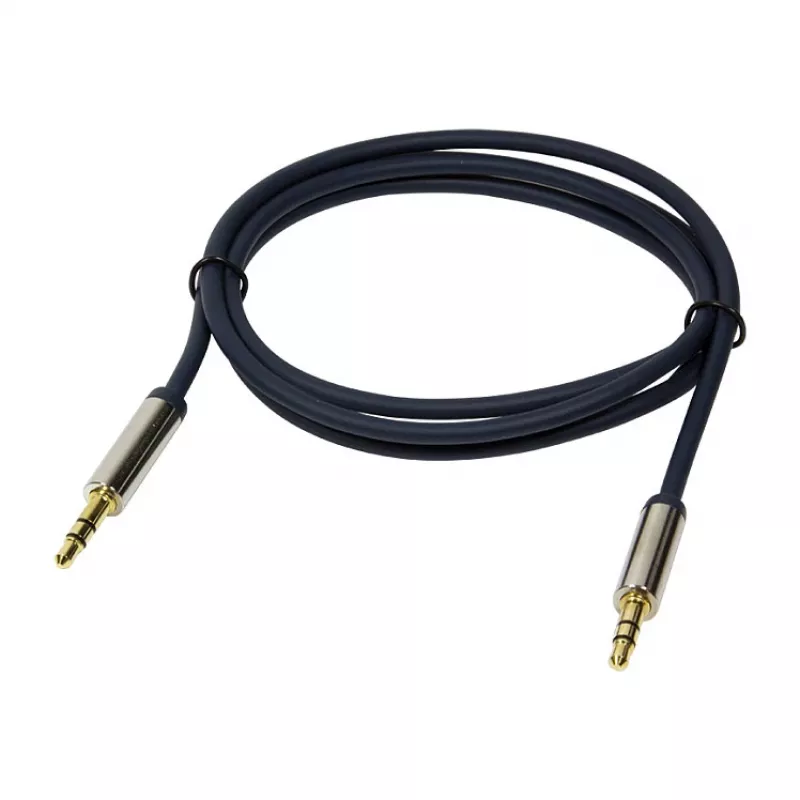 LogiLink CA10050 3,5-mm-TRS-Stecker auf 3,5-mm-TRS-Stecker Stereo-Audiokabel, Metallstecker, Blau, 0,5 m