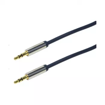 LogiLink CA10050 3,5-mm-TRS-Stecker auf 3,5-mm-TRS-Stecker Stereo-Audiokabel, Metallstecker, Blau, 0,5 m