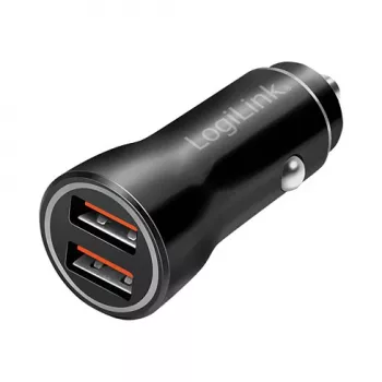 LogiLink PA0285 2-Port USB-Autoladegerät 10,5 W, LED-beleuchtet, Schwarz