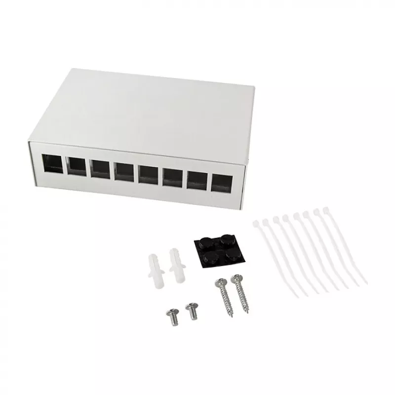 Logilink Consolidation Point Box 8-Port, Tisch-/Wand-/Hutschienenmontage, Grau