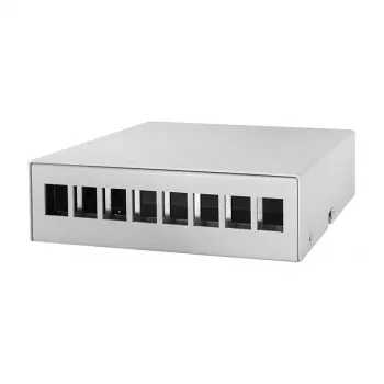 Logilink Consolidation Point Box 8-Port, Tisch-/Wand-/Hutschienenmontage, Grau