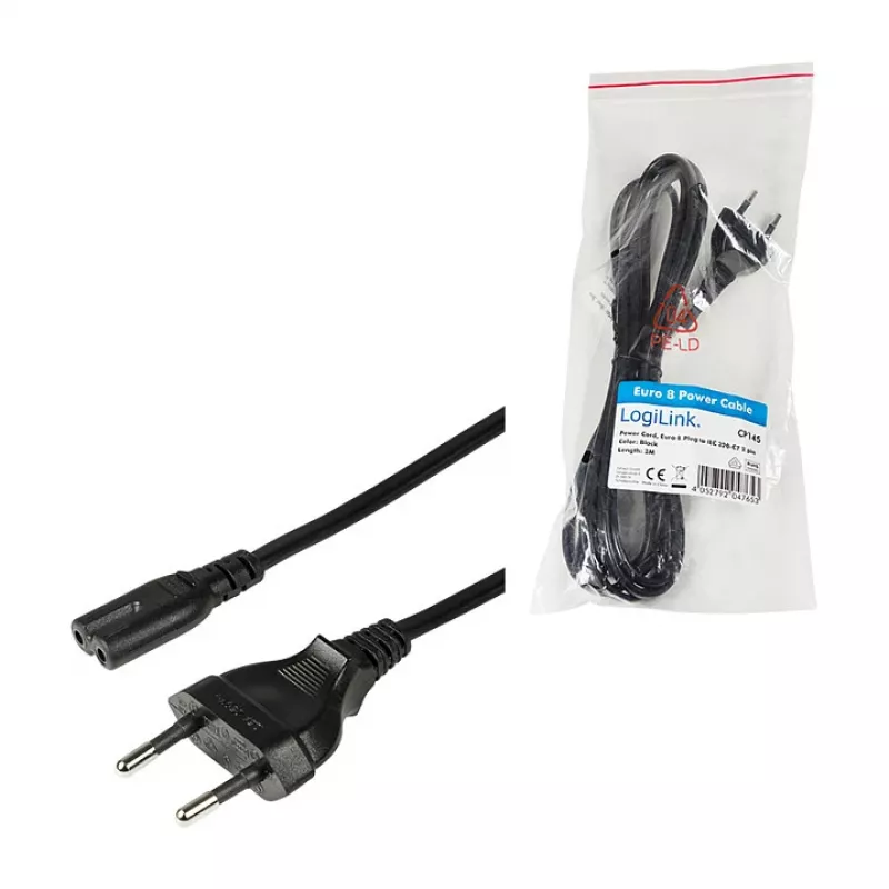 LogiLink CP145 Netzkabel Eurostecker auf IEC C7 1,8 m Schwarz