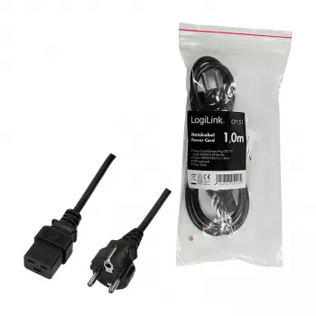 Logilink CP151 Netzkabel, CEE 7/7 auf IEC C19, Schwarz, 1 m