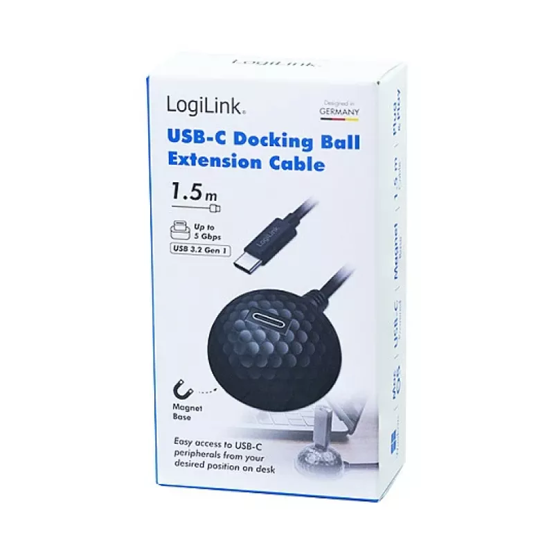 LogiLink CU0099 USB 3.2 Gen1 Type-C Male to Female Extension Cable, 5 Gbps, Black, 1.5 m