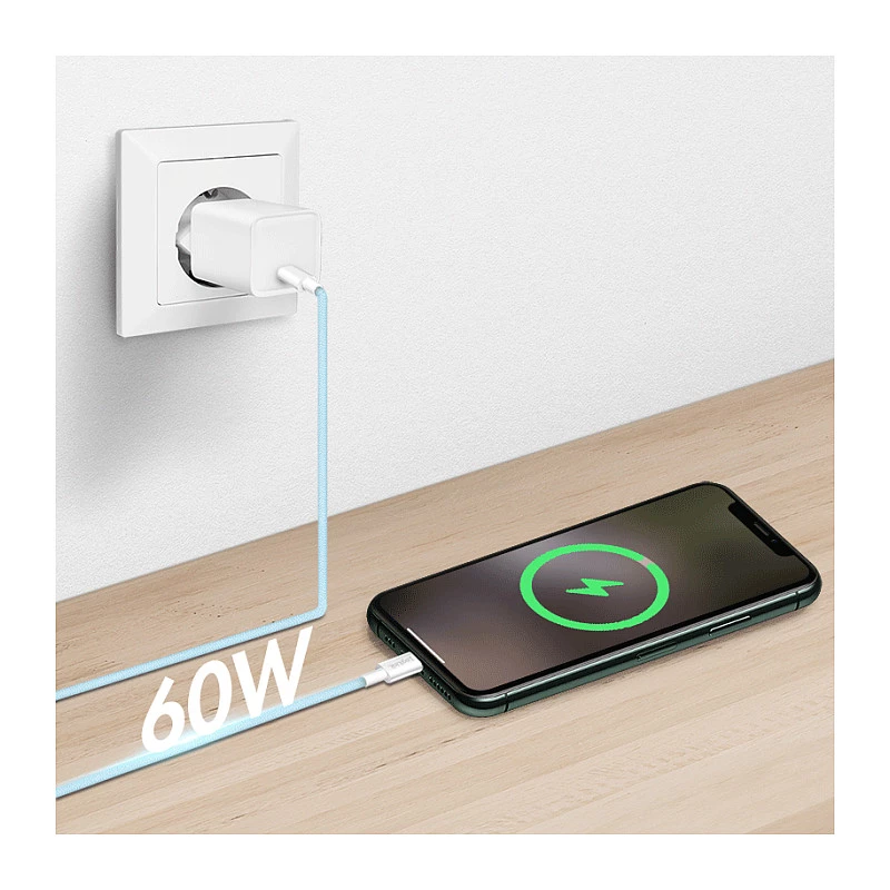 LogiLink CU0350 USB 2.0 Type-C auf Type-C Kabel, 1 m, Nylon geflochten, Blau, 60W Power Delivery, 480 Mbps