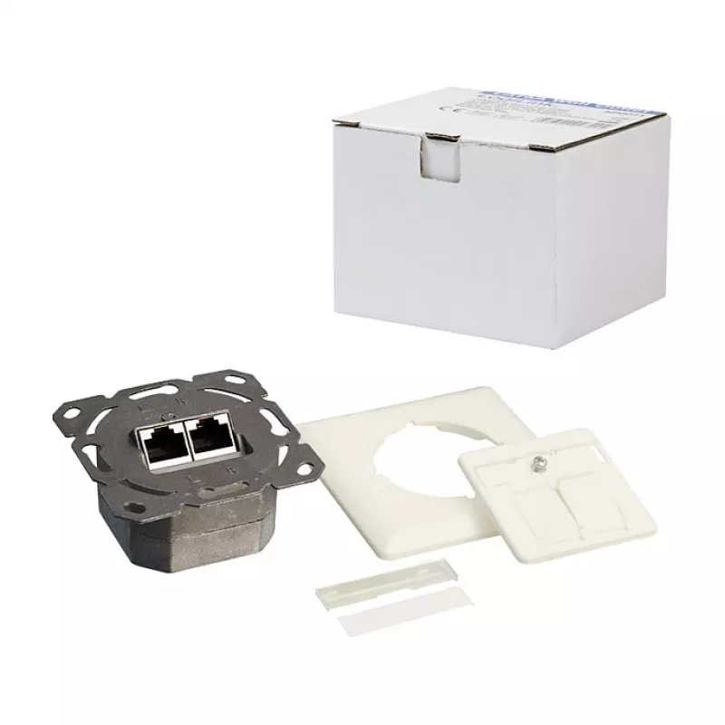 LogiLink DSIT Unterputz Cat. 6a geschirmte 2-Port RJ45 Anschlussdose Elfenbein