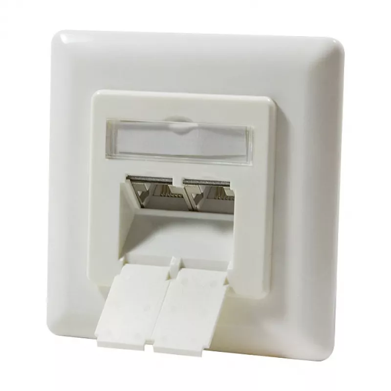 LogiLink DSIT Unterputz Cat. 6a geschirmte 2-Port RJ45 Anschlussdose Elfenbein