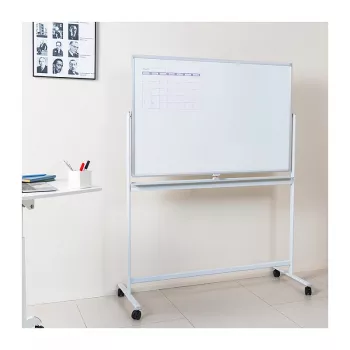 LogiLink EO0064 Mobiles doppelseitiges Whiteboard, magnetischer Stahl, Aluminiumrahmen, 120x80 cm, Weiß/Silber