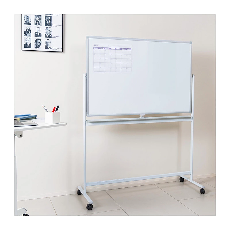 LogiLink EO0064 Mobiles doppelseitiges Whiteboard, magnetischer Stahl, Aluminiumrahmen, 120x80 cm, Weiß/Silber