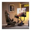 LOGILINK EO0065 Racing-Simulator-Cockpit mit Monitorhalterung, Stahlrahmen, PVC-Ledersitz, bis zu 32-Zoll-Monitor, Schwarz