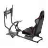 LOGILINK EO0065 Racing-Simulator-Cockpit mit Monitorhalterung, Stahlrahmen, PVC-Ledersitz, bis zu 32-Zoll-Monitor, Schwarz
