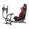 LOGILINK EO0065 Racing-Simulator-Cockpit mit Monitorhalterung, Stahlrahmen, PVC-Ledersitz, bis zu 32-Zoll-Monitor, Schwarz