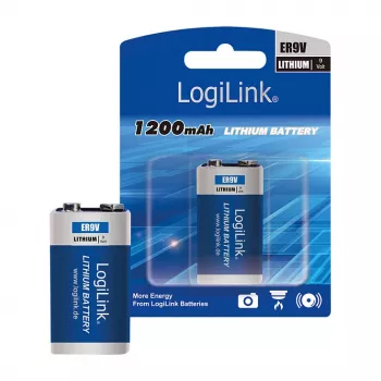 LOGILINK ER9VLIB 9V Lithium-Batterie (1er-Pack, Blister) – 1200 mAh, nicht wiederaufladbar, PP3