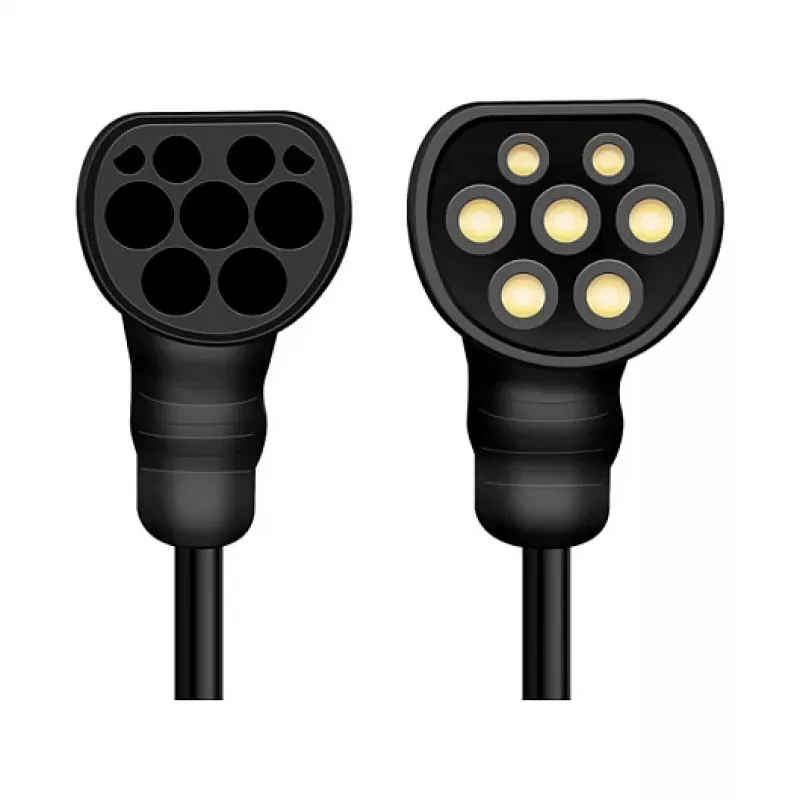 LogiLink EVC0128 Type 2 Spiralkabel für E-Auto-Laden, 11kW, 3-Phasen, 20A, 5m, Schwarz mit Aufbewahrungstasche