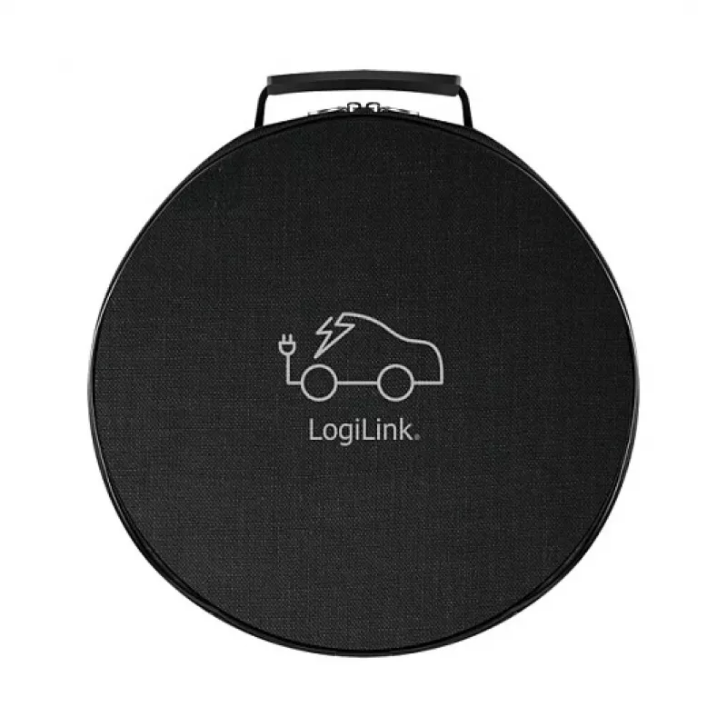 LogiLink EVC0128 Type 2 Spiralkabel für E-Auto-Laden, 11kW, 3-Phasen, 20A, 5m, Schwarz mit Aufbewahrungstasche