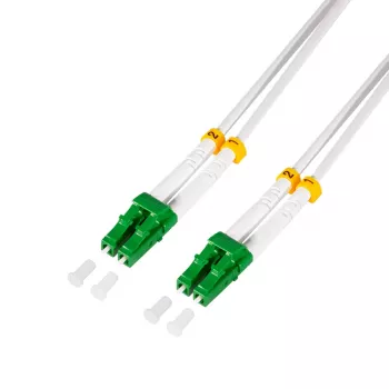 LogiLink FC0LC01 Glasfaser-Patchkabel, LC/APC auf LC/APC, Singlemode OS2, 1 m, Weiß