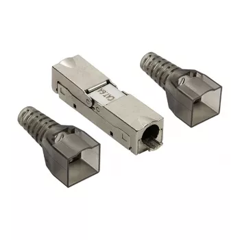 LogiLink Feldkonfektionierbarer RJ45-Stecker Cat.6A STP 10G, werkzeugfreie IDC, Zinkdruckguss, AWG 22-26, Silber