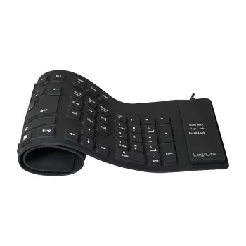 LogiLink Flexible Tastatur mit Anschlusskabel, Schwarz (ID0019)