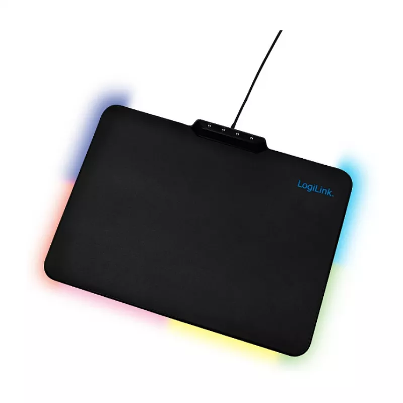 LogiLink ID0155 RGB Gaming Mauspad – Silikonoberfläche, rutschfeste Gummibasis, USB-A-betrieben, 36x26cm, Schwarz
