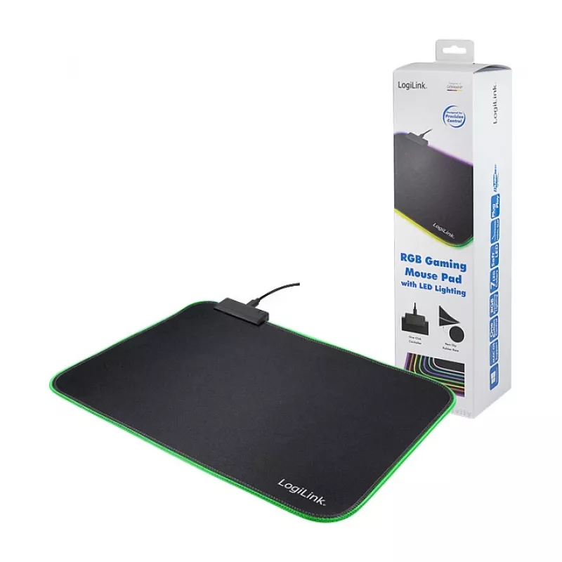 LOGILINK ID0183 Gaming Mouse Pad mit RGB LED, 350x260mm, 3mm weich, Schwarz