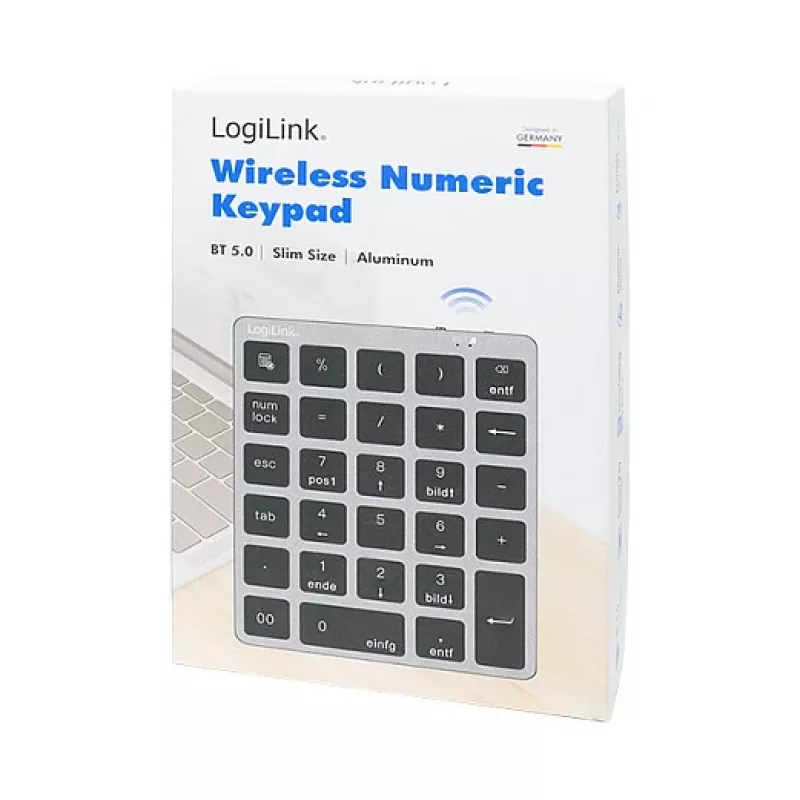 LogiLink ID0212 Kabelloser Numerischer Tastenblock, 28 Tasten, Bluetooth 5.0, Space Grey