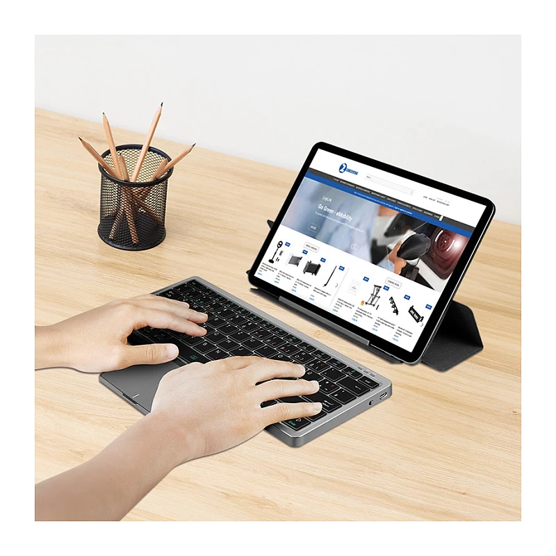 LOGILINK ID0214 Kabellose Tastatur mit Touchpad, Bluetooth 5.1, 3-Kanal, Grau