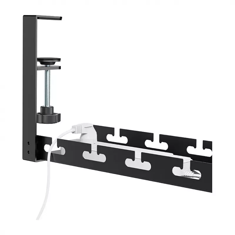 LOGILINK KAB0094 Untertisch-Kabelablage, Klemmsystem, ausziehbar, Metall, Schwarz