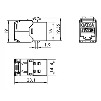LogiLink Keystone Jack Cat.6A STP mit Staubschutzkappe, 14,4mm, 22-26 AWG, 24 Stück