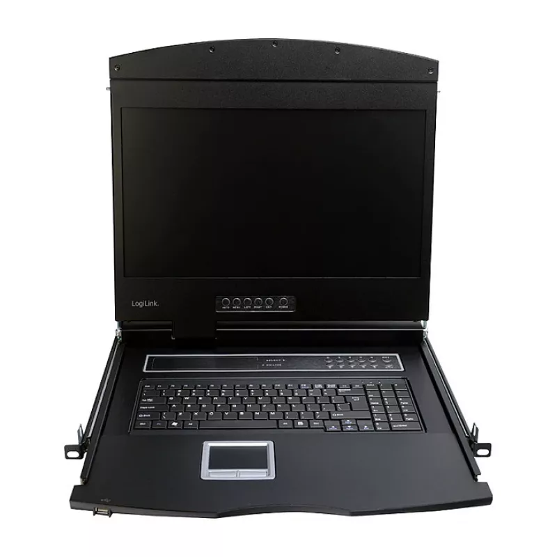 LOGILINK LC902GE KVM-Konsole mit 19-Zoll-LCD-Bildschirm, VGA, deutsche Tastatur