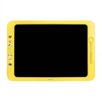 LogiLink LCD-Schreibtablett 19 cm, Gelb – Wiederverwendbares mehrfarbiges Zeichenbrett mit Lösch- und Sperrfunktion