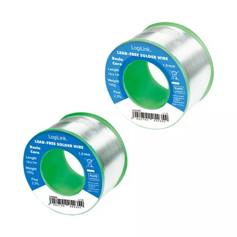 LOGILINK bleifreier Lötdraht 1mm 100g Sn99.3Cu0.7 No-Clean Flussmittel