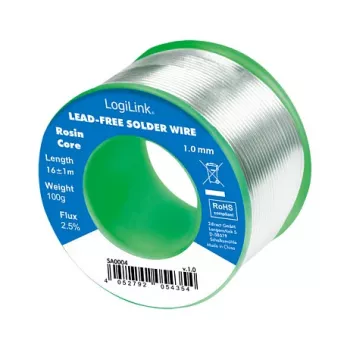 LOGILINK bleifreier Lötdraht 1mm 100g Sn99.3Cu0.7 No-Clean Flussmittel