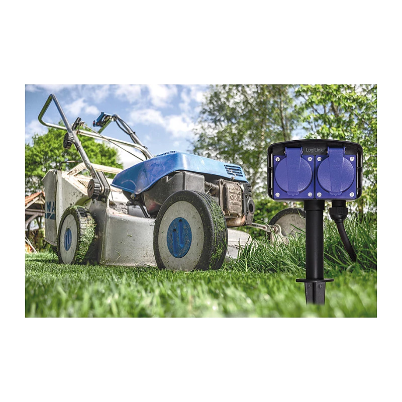 Logilink LPS214 Steckdosenleiste, 2 Schutzkontaktsteckdosen, IP44, Erdspieß, 2m Kabel