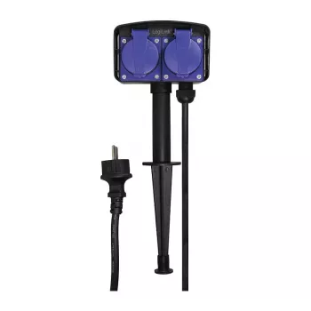 Logilink LPS214 Steckdosenleiste, 2 Schutzkontaktsteckdosen, IP44, Erdspieß, 2m Kabel