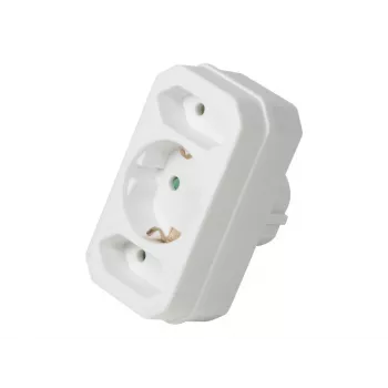 LogiLink LPS221 Schuko auf 2x Euro + 1x Schutzkontakt-Steckdosen-Adapter, Weiß, 16 A, 250 V, 3680 W, Kinderschutz