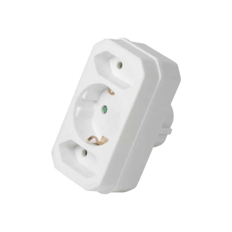 LogiLink LPS221 Schuko auf 2x Euro + 1x Schutzkontakt-Steckdosen-Adapter, Weiß, 16 A, 250 V, 3680 W, Kinderschutz