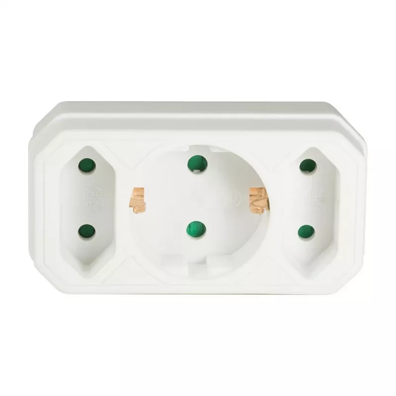 LogiLink LPS221 Schuko auf 2x Euro + 1x Schutzkontakt-Steckdosen-Adapter, Weiß, 16 A, 250 V, 3680 W, Kinderschutz